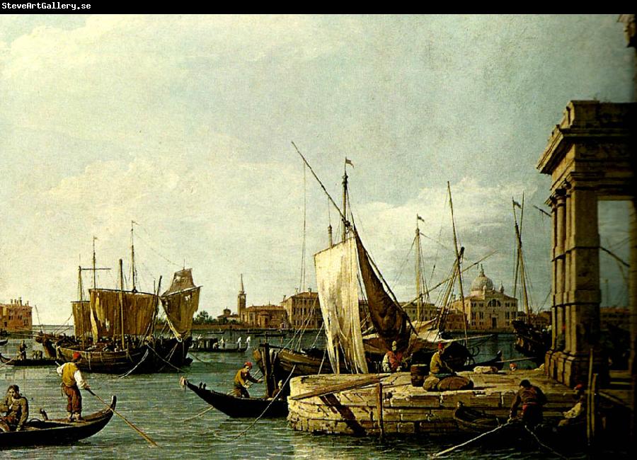 antonio canaletto vy fran tullhuskajen i venedig